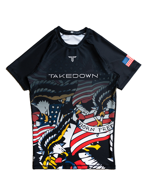 Star Spangled Short-Sleeve Rashguard - Black