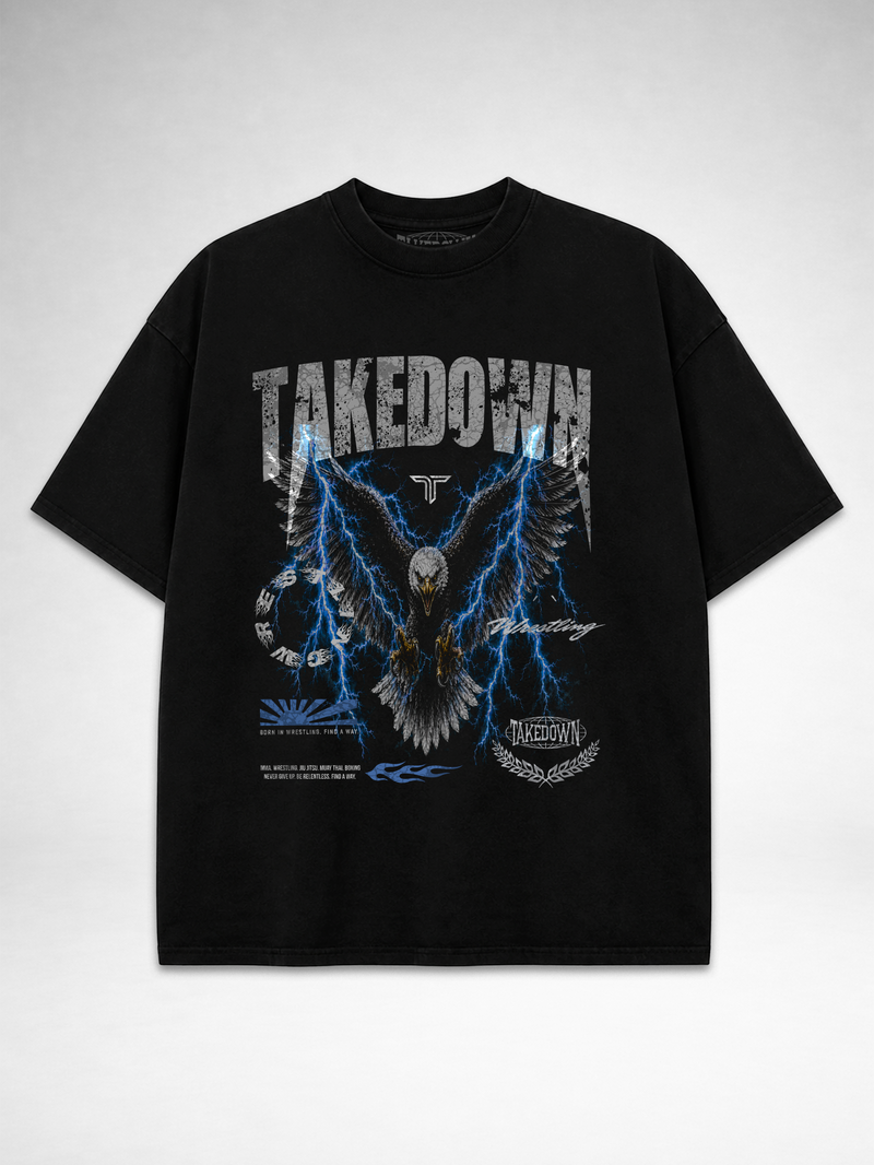 Takedown Oversized Tee - Lightning Eagle - Black