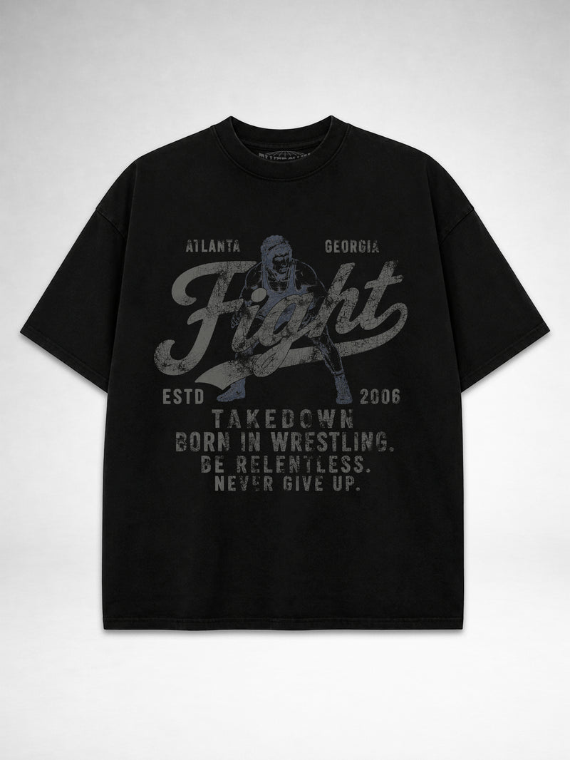 Takedown Oversized Tee - Born in Wrestling - Black