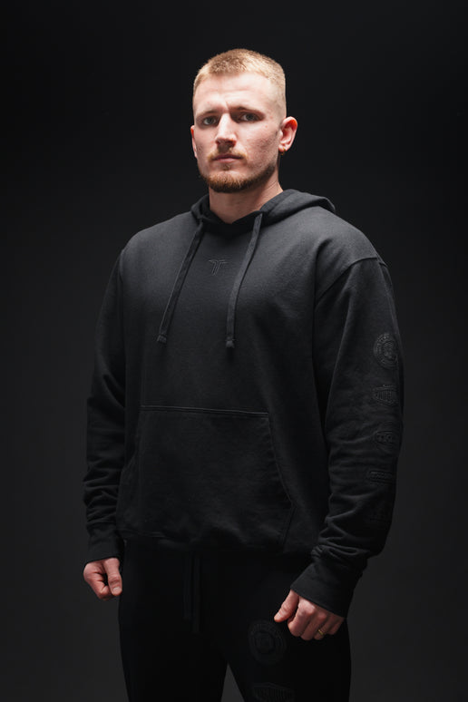 Takedown Sleeve Logo Stack Hoodie - Black