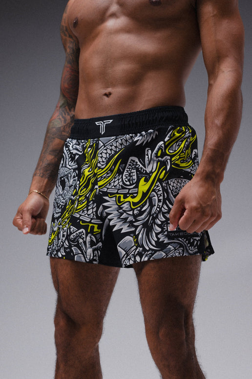 Iron Dragon Fight Shorts (5”&7“ Inseam) - Black Acid