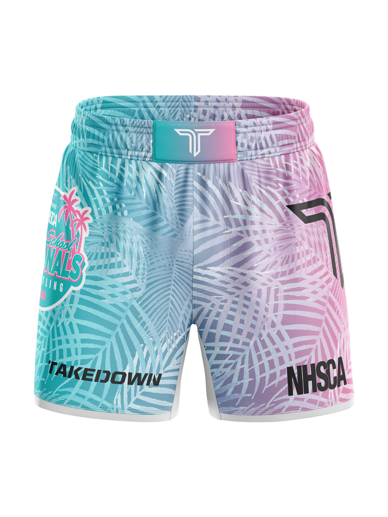Youth 2026 NHSCA Nationals Fight Short - Pink/Blue (5” Inseam) *PREORDER*