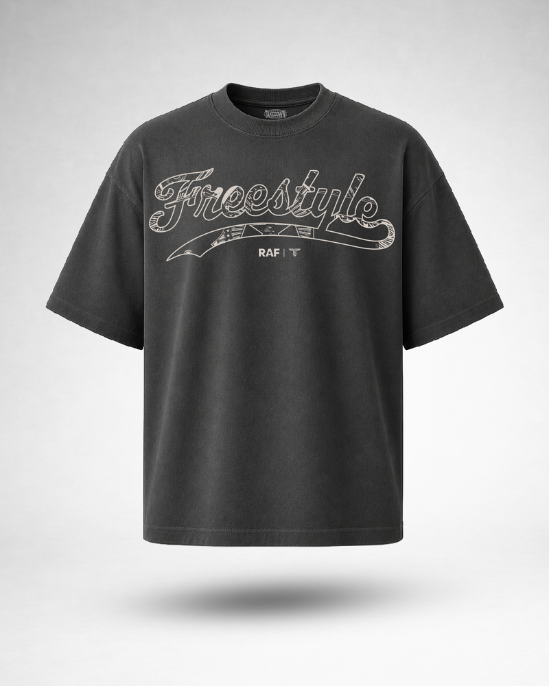 RAF13 Oversized Tee - RAF Script Essential Tee - Smoke Grey