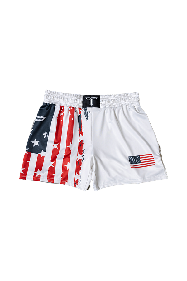 Youth Stars & Stripes Fight Shorts - White