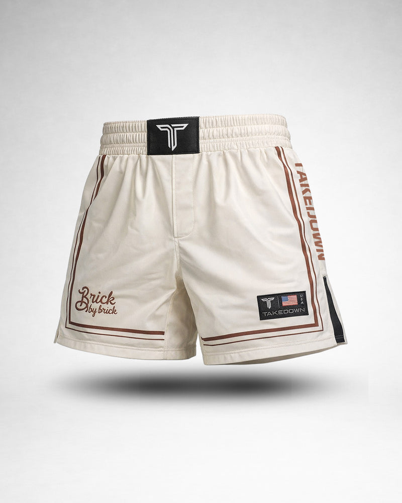 Brick By Brick Fight Shorts - Vintage White (5”&7” Inseam)