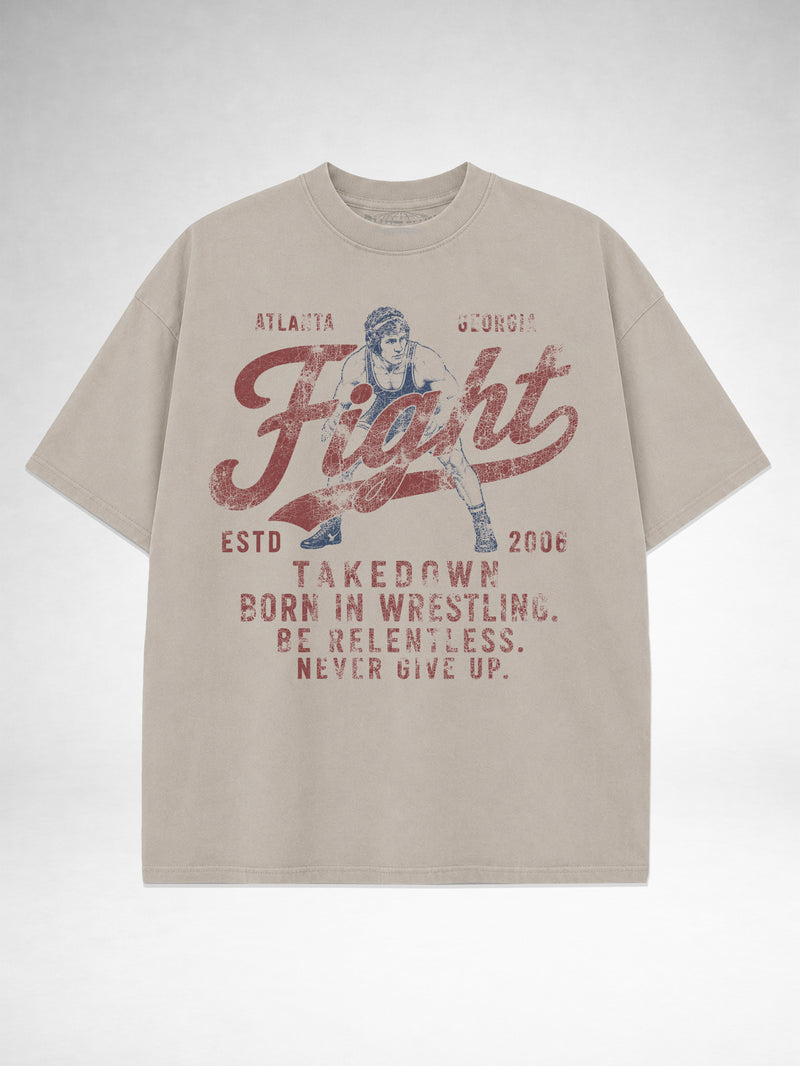Takedown Oversized Tee - Vintage Fight - Sand