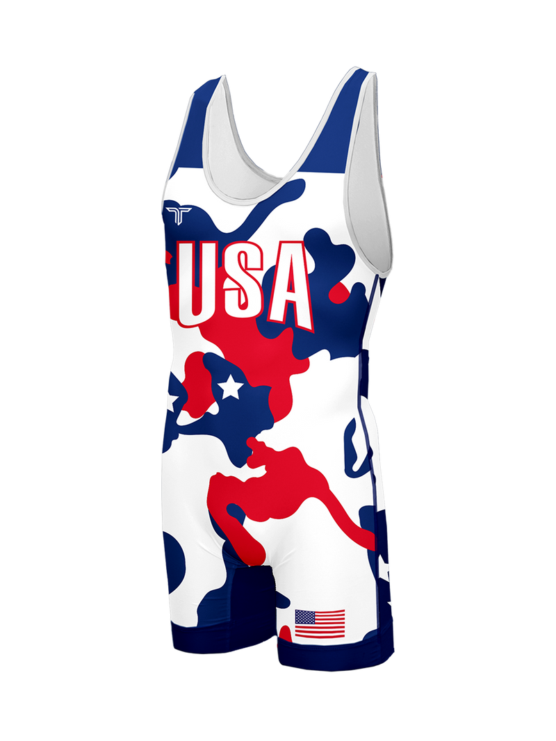 Youth Patriot Camo Wrestling Singlet